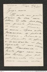 Nachlass Franz Steindachner, Brief von Alberto Perugia an Franz Steindachner (08.02.1885), Inv.Nr. 392.11, Seite 1